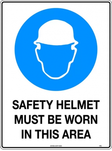 450x300mm - Poly - Safety Helmet Must Be Worn in This Area