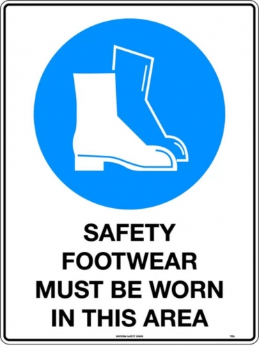 600x400mm - Metal - Safety Footwear Must Be Worn In This Area