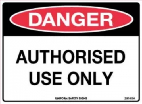 140x120mm - Self Adhesive - Packet of 4 - Danger Authorised Personnel Only