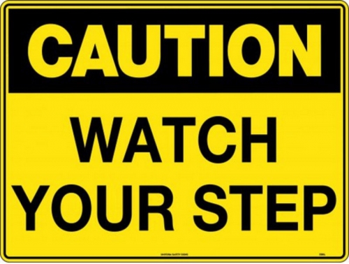 240x180mm - Self Adhesive - Blk/Ylw - Caution Watch Your Step