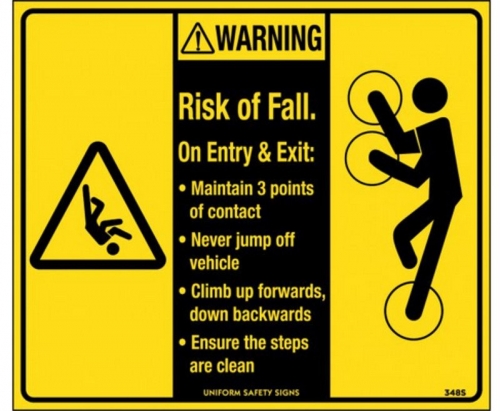 140x120mm - Self Adhesive - Pkt of 4 - Warning Risk Of Fall on Exit or Entry