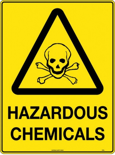 300x225mm - Metal - Caution Hazardous Chemicals
