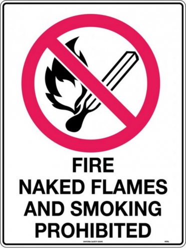 300x225mm - Metal - Fire Naked Flame and Smoking Prohibited