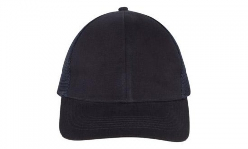 6 Panel Brush Cotton Cap with Mesh Back - Navy