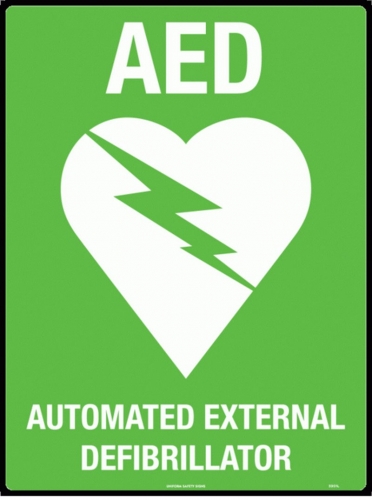 300x225mm - Metal - (White/Green) AED with Symbol