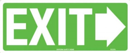 350x145mm - Metal - Luminous - Exit (with right arrow)