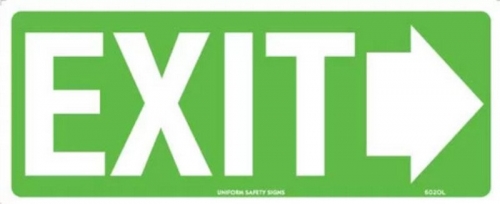 350x145mm - Poly - Non Luminous - Exit (with right arrow)