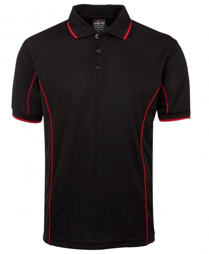 JB Wear Mens Podium S/S Piping Polo - Black/Red
