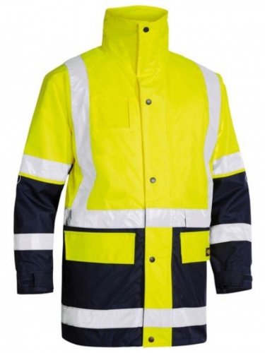 Bisley Mens Taped Hi-Vis 5in1 Rain Jacket - Yellow/Navy