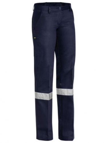 Bisley Womens Taped Drill Work Pants - Navy
