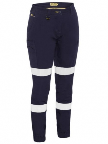 Bisley Womens Pant Stretch Cuffed Cargo Taped - Navy