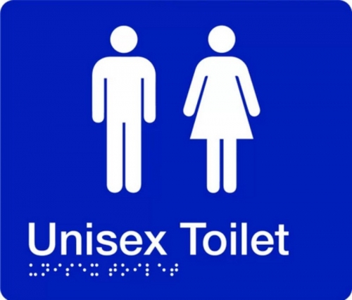 180x220mm - Braille - Blue PVC - Unisex Toilet