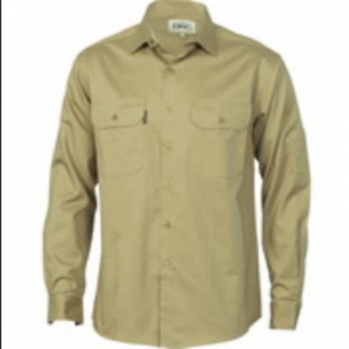 DNC Mens Cool-Breeze Work Shirt Long Sleeve - Khaki