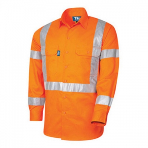Tru Mens Lightweight Vented L/S Hi-Vis Drill Shirt with TRuVis Perforated Tape