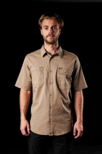 FXD Mens SSH1 Stretch Cotton Work Shirt Short Sleeve - Khaki
