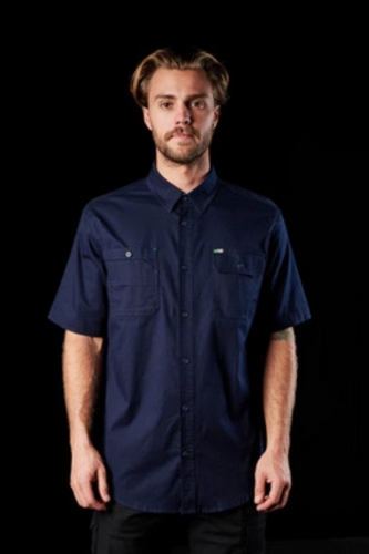 FXD Mens SSH1 Stretch Cotton Work Shirt Short Sleeve - Navy