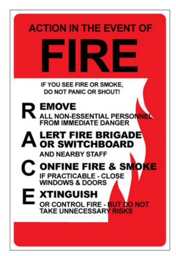 In the event of Fire - RACE Sign