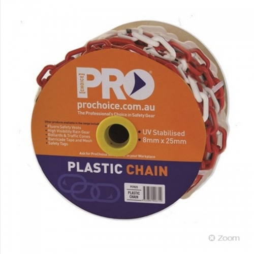 8mm RED/WHITE plastic chain (25m Roll)