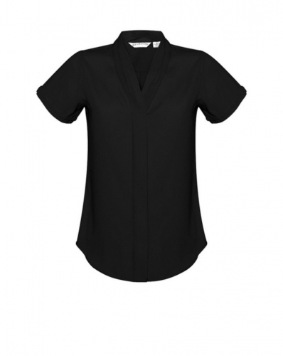 Fashion Biz Ladies Madison Short Sleeve Blouse - Black