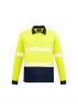 Fashion Biz Unisex Hi Vis Segmented Tape Long Sleeve Polo - Yellow/Navy